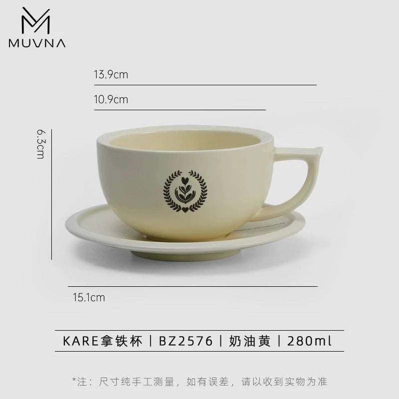 MUVNA Ceramic Latte Cup Embossed Art.