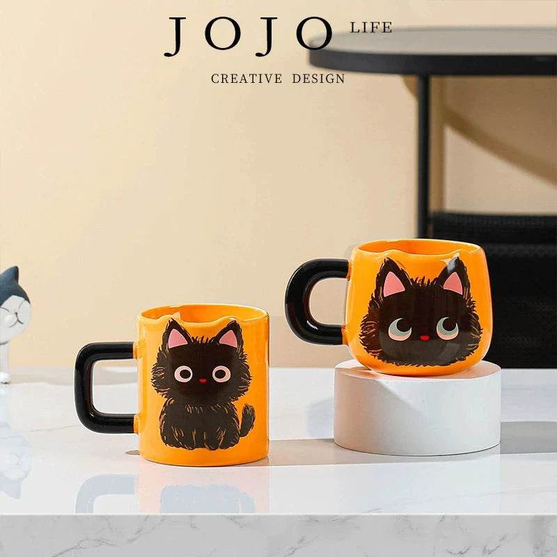 JOJO cat ceramic mug: بجودة عالية كوب سيراميك مميز لعشاق القطة جو جو.