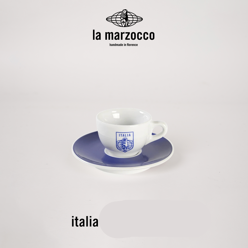 طقم أكواب قهوة La Marzocco بتصاميم وشعارات متنوعة.