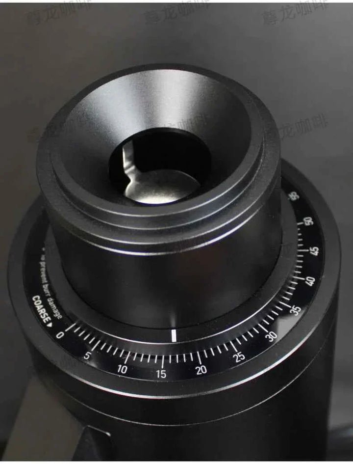 electric coffee grinder DF64 V in gray and white with variable RPM and CNC metal body design