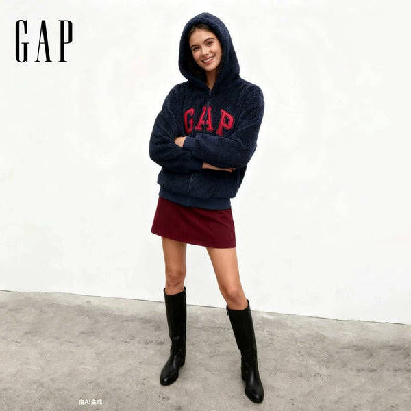 Gap men's and women's fall 2025 new logo contrasting logo hug fleece hoodie sweatshirt top 786514