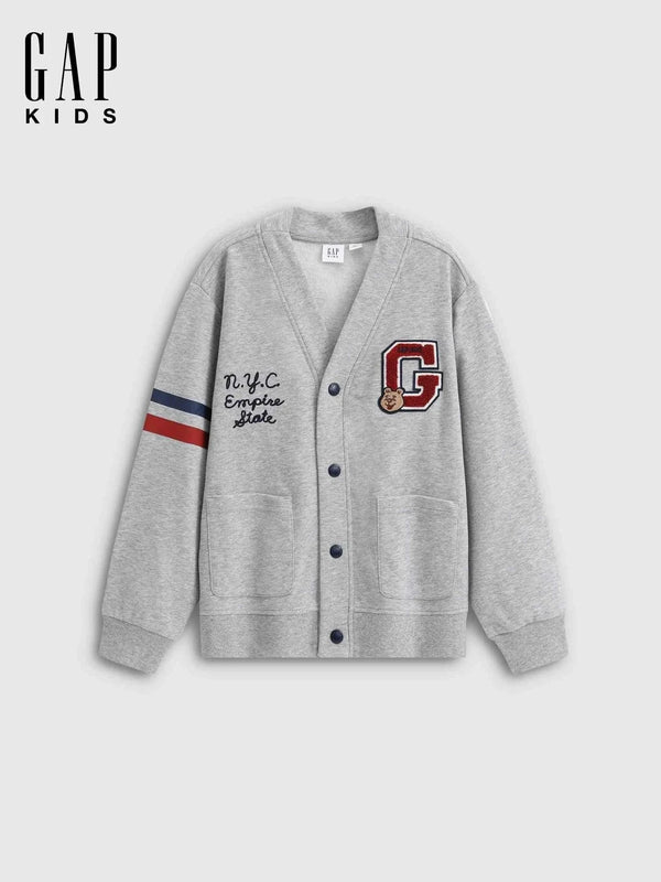 Gap Sweater جايب سويتر رمادي كاجوال بجيوب وقصّة مريحة بأزرار شعار Gap Kids