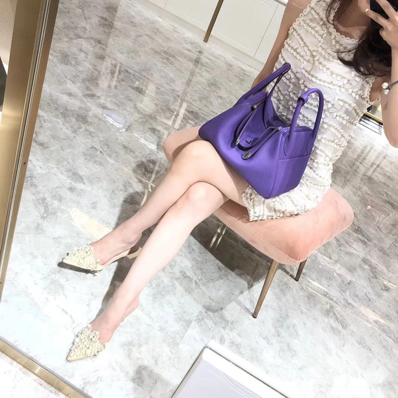 حقيبة يد نسائية فاخرة تصميم Lindy باللون البنفسجي
