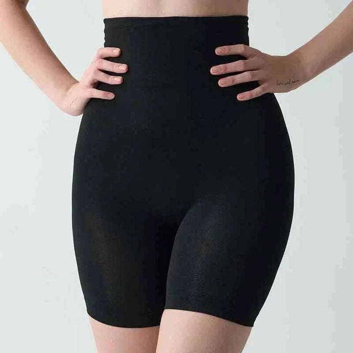 Black high-waist body shaping shaper shorts with smooth seamless edges for a sleek look