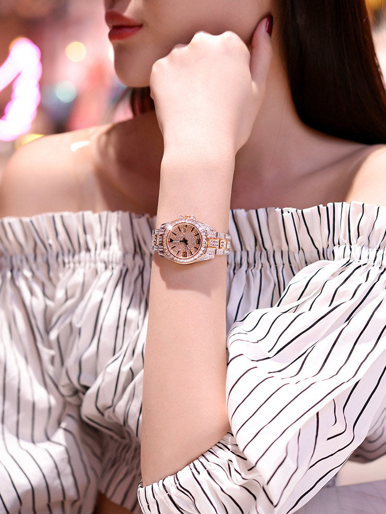 520 gift gypsophila watch female full diamond light luxury lady genuine luxury birthday gift for girlfriend wife.