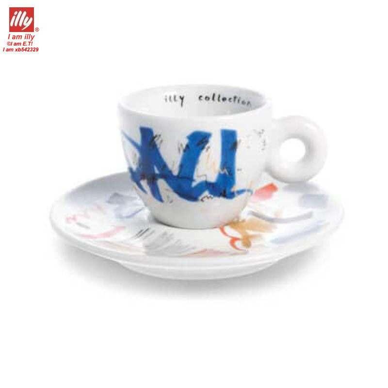 فنجان قهوة illy collection سيراميك بتصميم فني ملون.