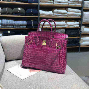 شنطة Birkin نسائية فاخرة بنقشة جلد التمساح  – جودة صينية عالية.