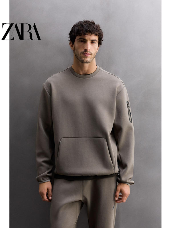 ZARA 2025 Fall New Sports Men's Crew Neck Sport Tech Shirt