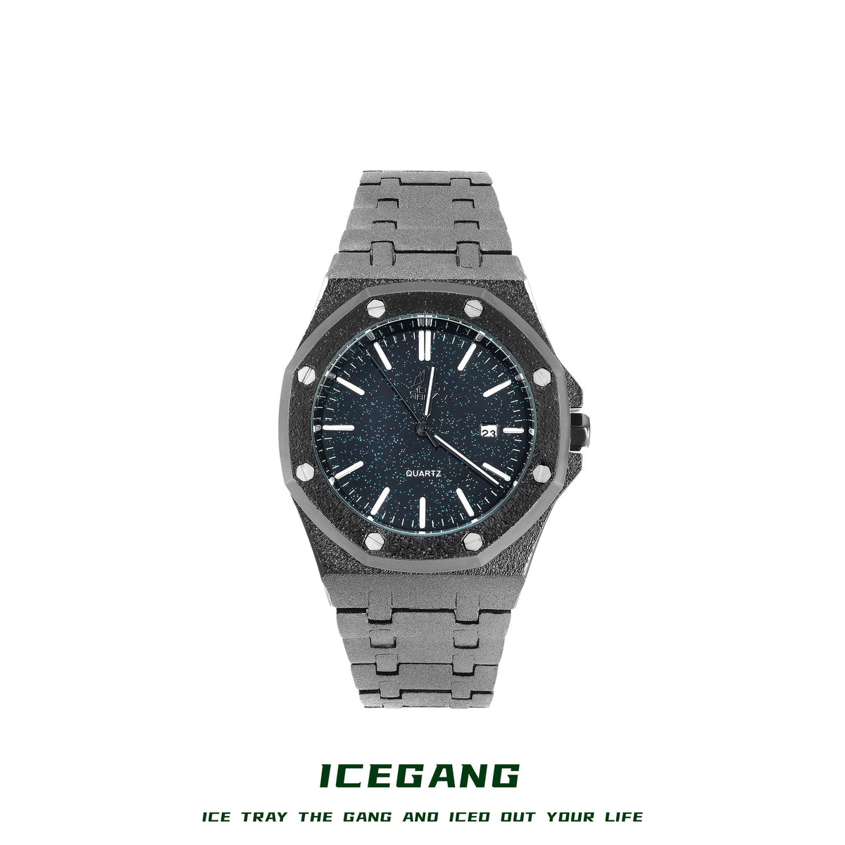 ساعة ICEGANG باللون الرمادي بميناء أسود