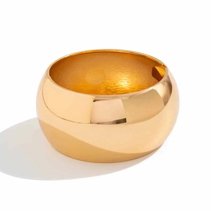Oversized metal round glossy spring bracelet for women European and American hip-hop fashion personality travel photo matching accessories