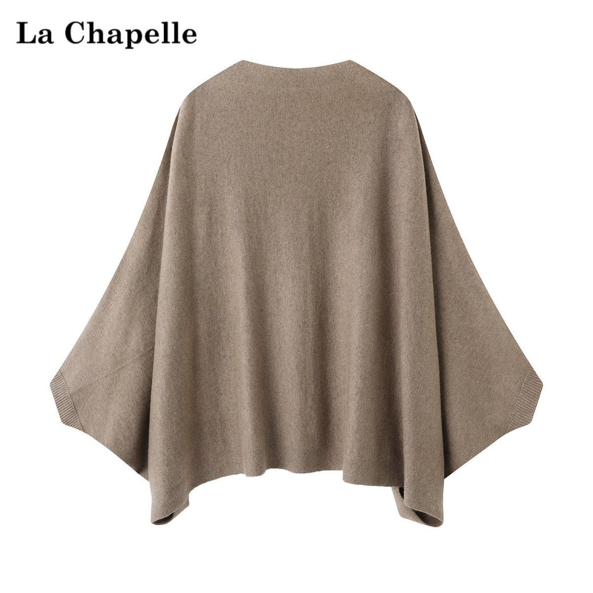 شال شتوي نسائي محبوك La Chapelle بلون بني رمادي من الخلف