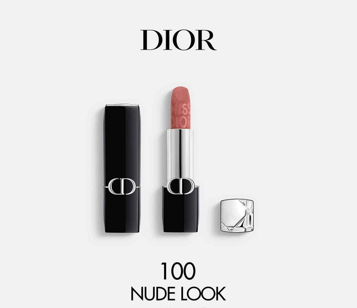 Rouge Dior الكلاسيكية lipstick in shade 100 Nude Look with elegant black and silver packaging by Dior