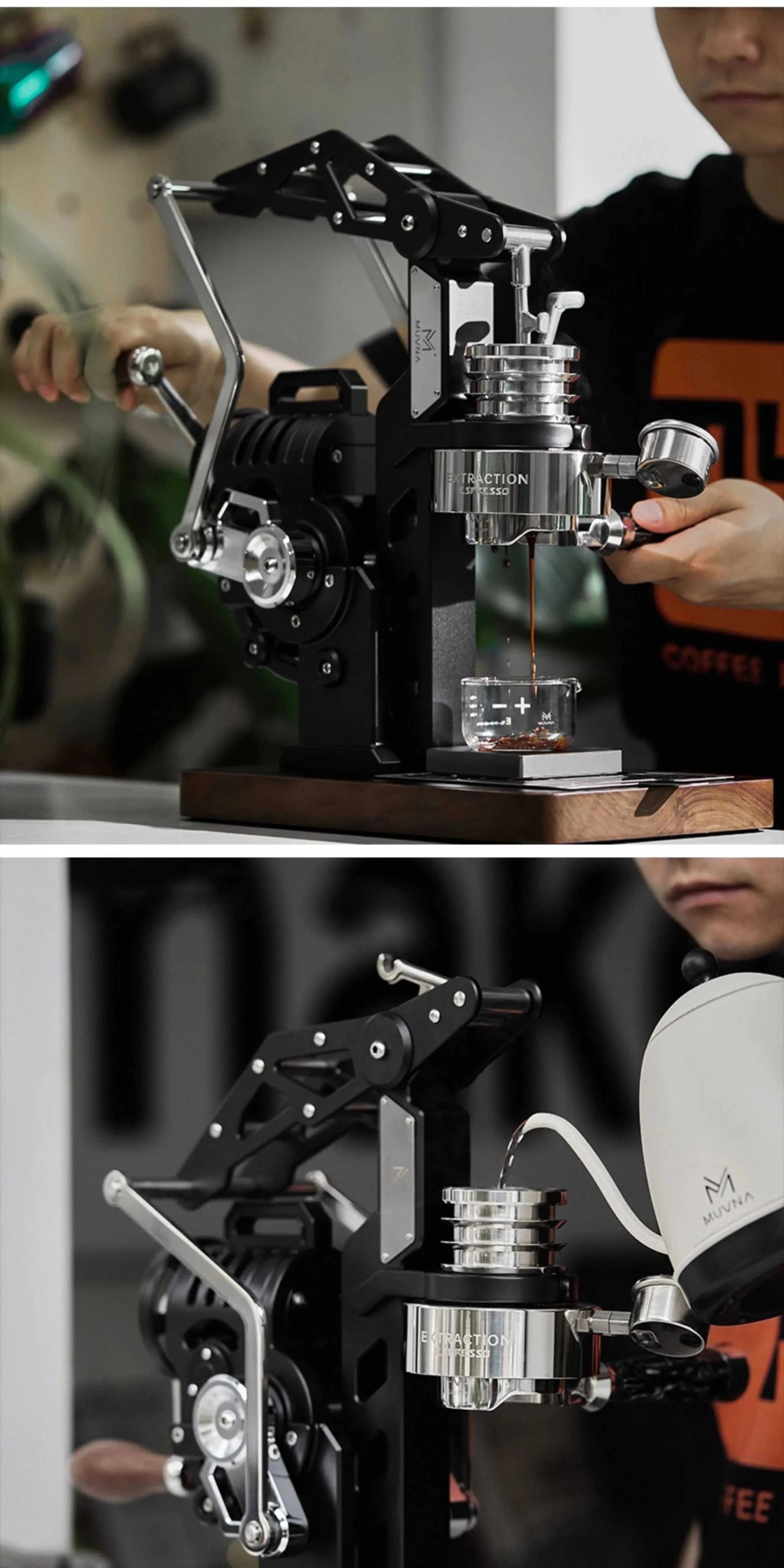 Fully Mechanical MUVNA Hand Crank Coffee Machine.