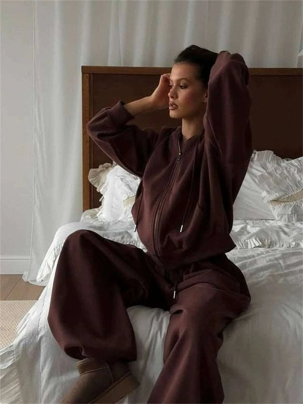 Cotton Casual Hooded Cardigan and Pants طقم