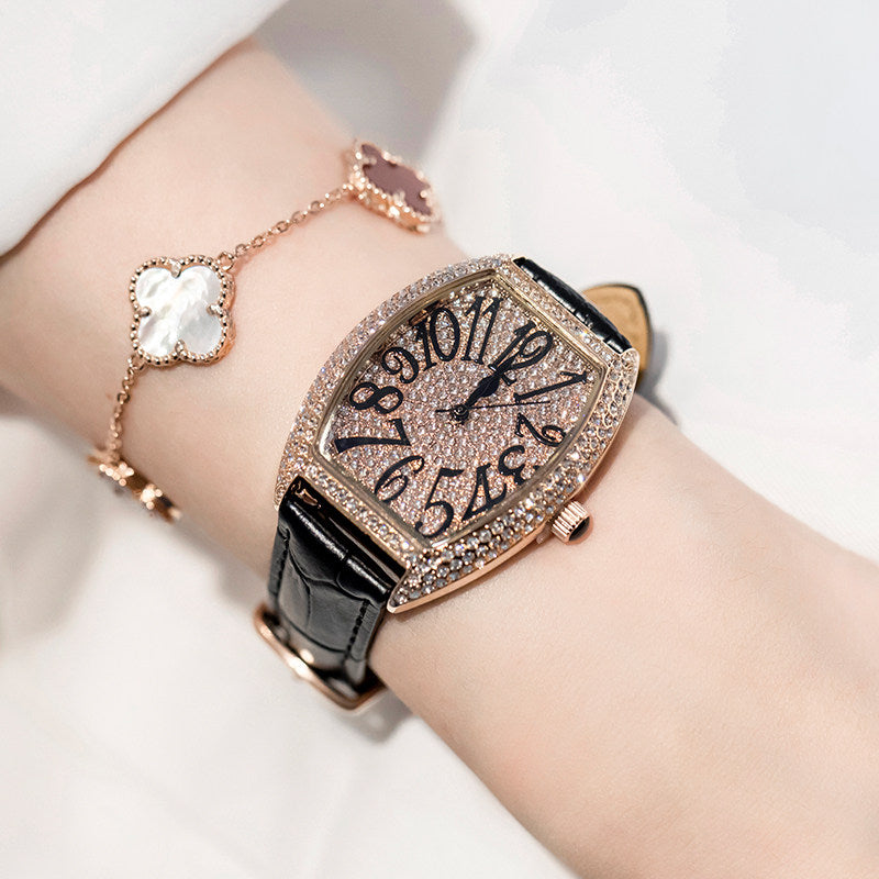 davena watch women's 2026 new full diamond women's light luxury niche women's watch red famous brand genuine products.