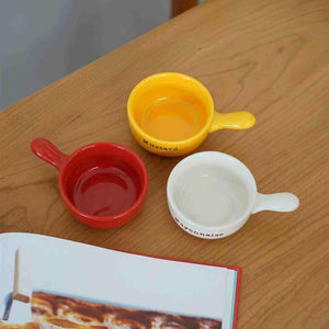 طقم أوعية صوص سيراميك بمقبض Ketchup و Mustard.