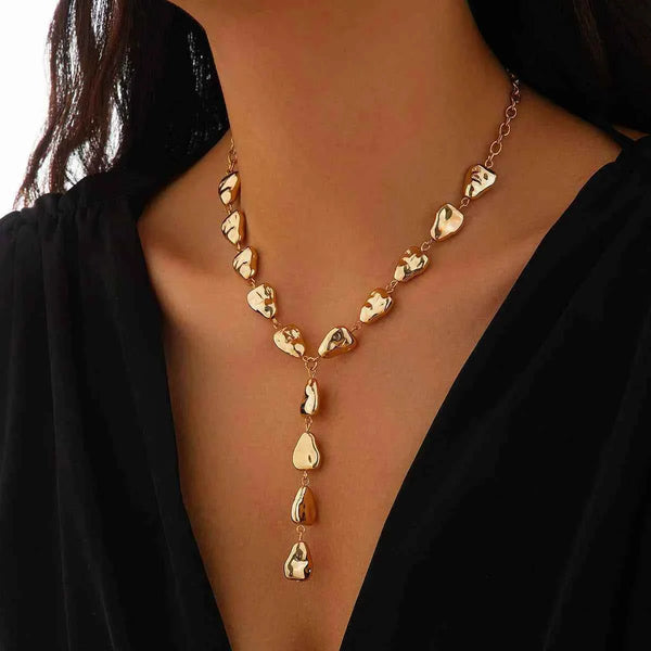 قلادة نسائية بتصميم باروك معدني متدلية على شكل Y-shaped drop مزينة بشراشيب أنيقة تناسب موضة 2025 الأوروبية والأمريكية