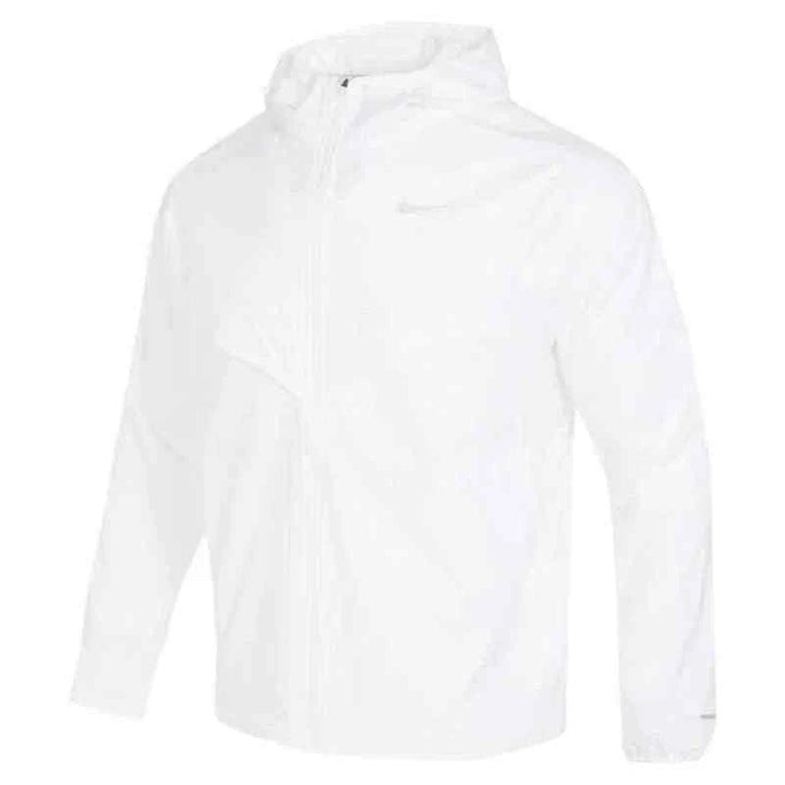 جاكيت Nike بدلة أبيض خفيف مريح مع قبعة وتصميم عاكس للسلامة للتمارين اليومية