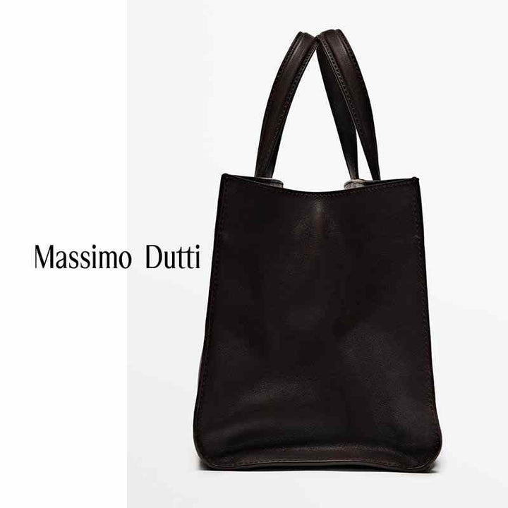 ربيع وصيف جديد MassimoDutti 2025 براون الجلود حقيبة يد
