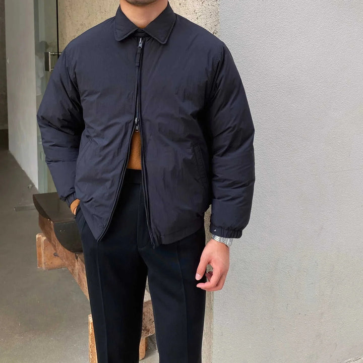 Mr. Lusan British jacket black windproof insulated casual men's jacket with classic collar and side pockets