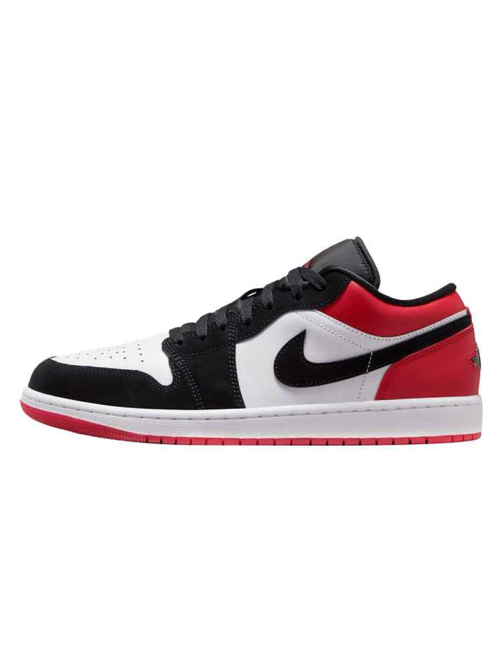 Air Jordan 1 Low sneakers in white, varsity red,جوردن and black with classic design.