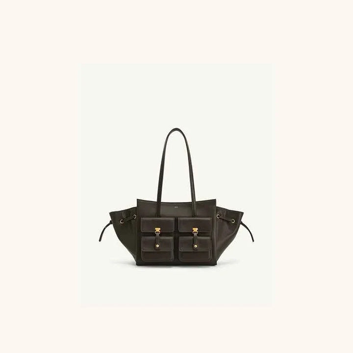 حقيبة يد نسائية JW PEI Pocket Bag بحجم كبير بتصميم نيش وحزام كتف واحد باللون الأسود