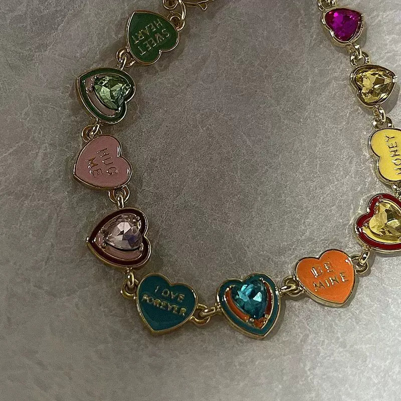 Fashion Color Love Drop Oil Enamel Bracelet Female INS New D