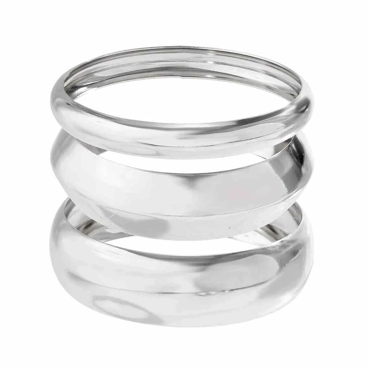 Metallic glossy curved bracelet | مجموعة سوار معدني لامع منحني موضة 2025.