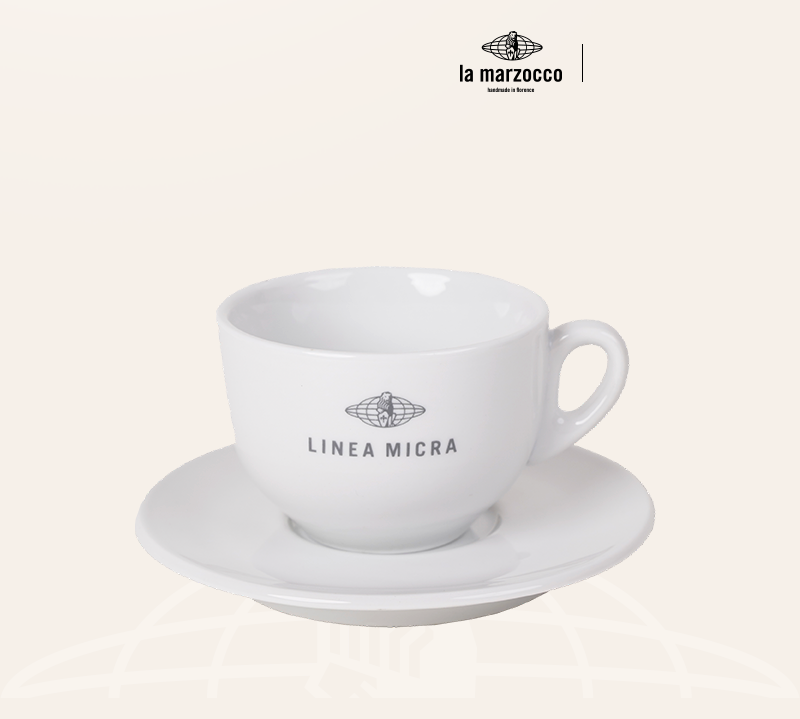 طقم أكواب قهوة La Marzocco بتصاميم وشعارات متنوعة.
