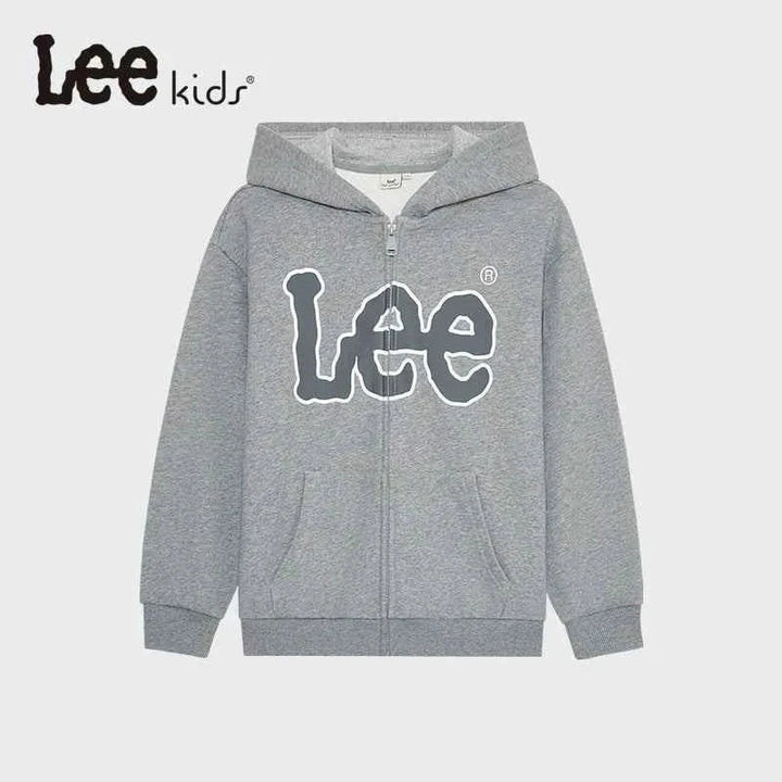 Lee kids sweatshirt grey hoodie with front pockets and logo design
