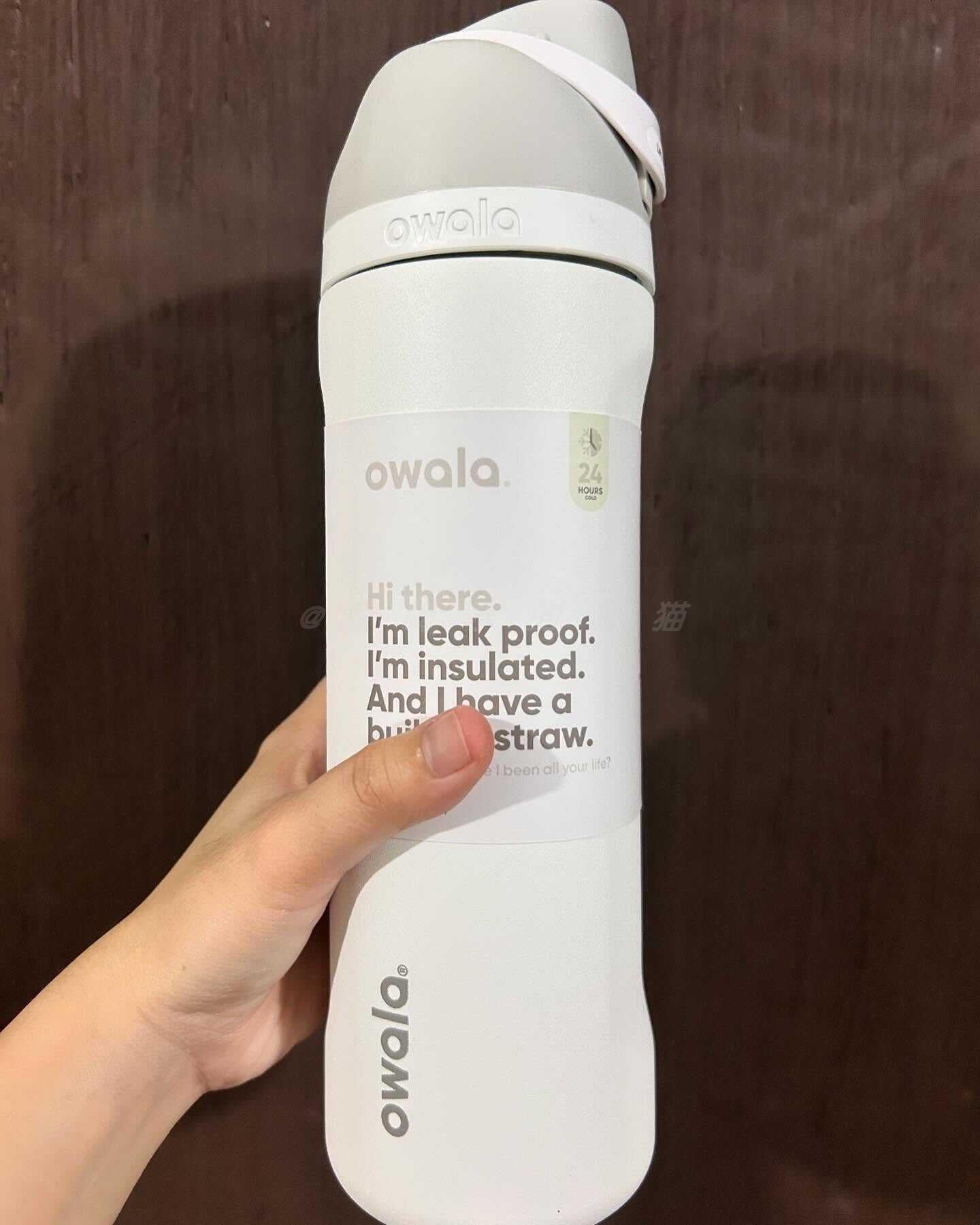 زجاجة مياه Owala عازلة بعزل مزدوج وتصميم عملي وغطاء مع قشة مدمجة ومقبض سيليكون مريح ومانعة للتسرب مثالية للرياضة والعمل والرحلات