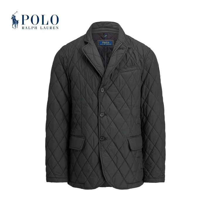 Ralph Lauren Jacketرمادي داكن مبطن بنمط ماسي أنيق بتصميم كلاسيكي وعملي