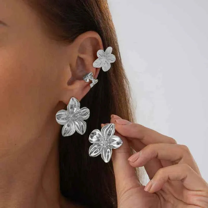 طقم أقراط نسائية صغيرة بتصميم زهرة ونجمة وStarfish بأسلوب أوروبي وأمريكي أنيق وعصري لموضة 2025