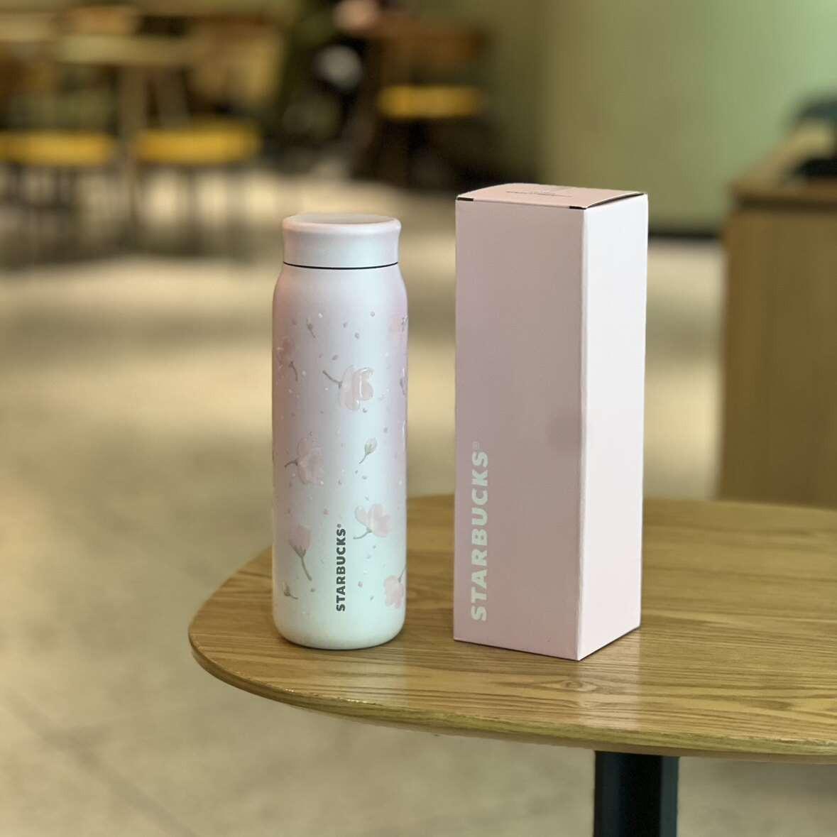 Starbucks Cup 2025 Cherry Blossom Spring Bloom Pink Girl's Heart Cold Glass Stainless Steel Straw Insulated Water Cup.