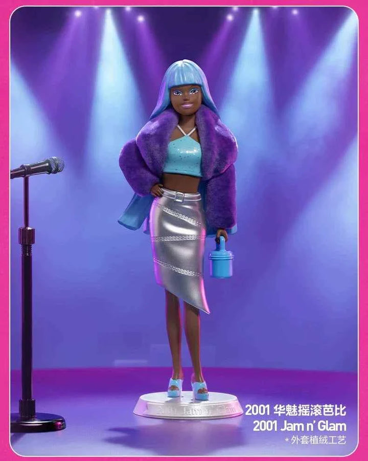 Barbie Fashion Series 2001 Jam n' Glam doll in bold, modern outfit.