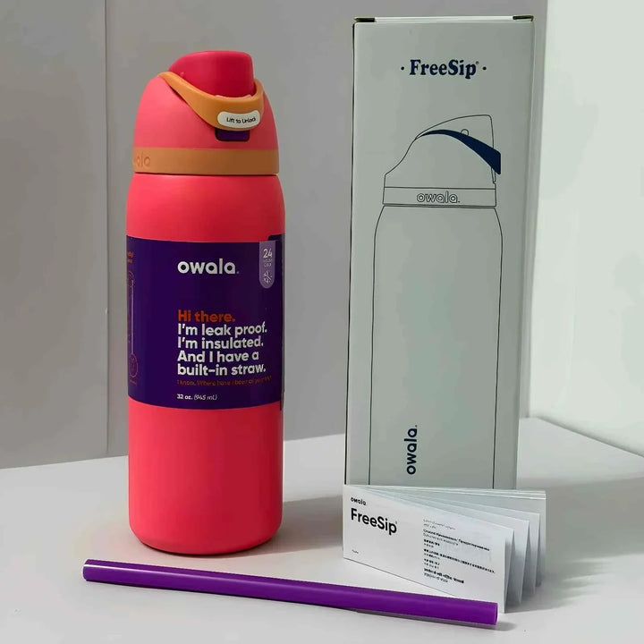 Owala FreeSip Cute Edition leak-proof insulated water bottle with dual drinking spout and built-in straw, BPA-free, keeps drinks cold for 24 hours