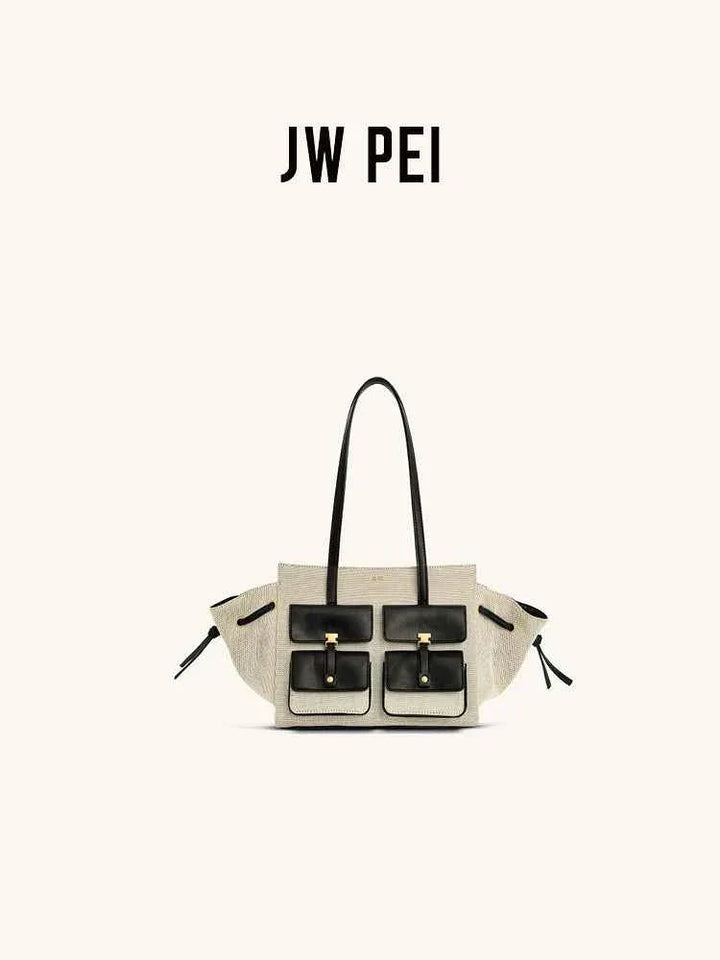 حقيبة يد JW PEI Pocket بسعة كبيرة نسائية بحمالة كتف وتصميم عملي متعددة الجيوب