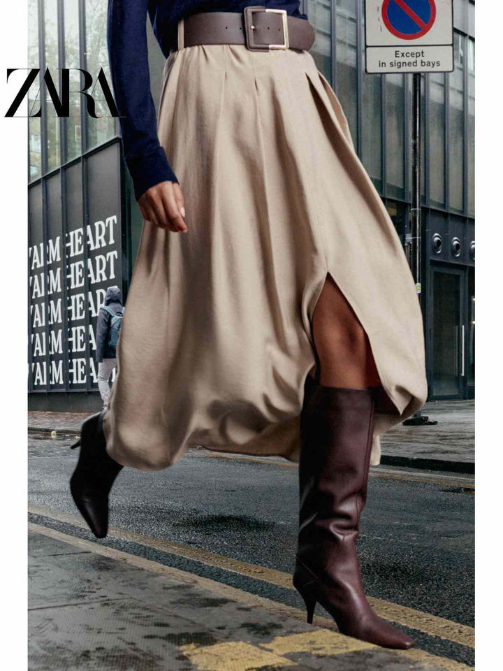 حذاء نسائي عالي الكعب من جلد برقبة مدببة من مجموعة ZARA2025 خريفية