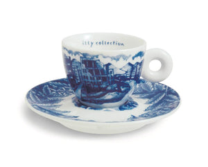 طقم أكواب قهوة Illy Collection - نقش أزرق كلاسيكي.