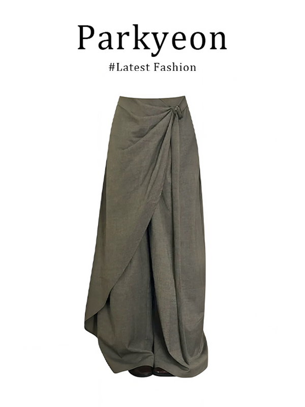 parkyeon Irregular Drape Suit Pants Women's 2025 New Pre-Autumn New Design Loose Wide-leg Pants
