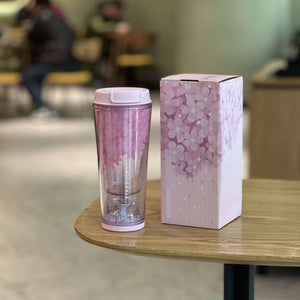 Starbucks Cup 2025 Cherry Blossom Spring Bloom Pink Girl's Heart Cold Glass Stainless Steel Straw Insulated Water Cup.