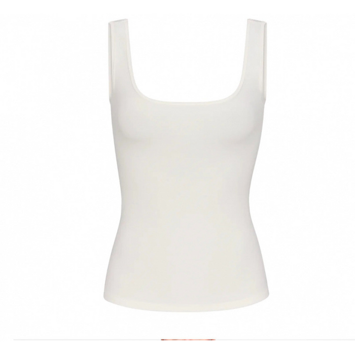 White SKIMS توب برقبة مربعة Essential Square Neck Tank with soft and stretchy fabric for comfortable, stylish wear