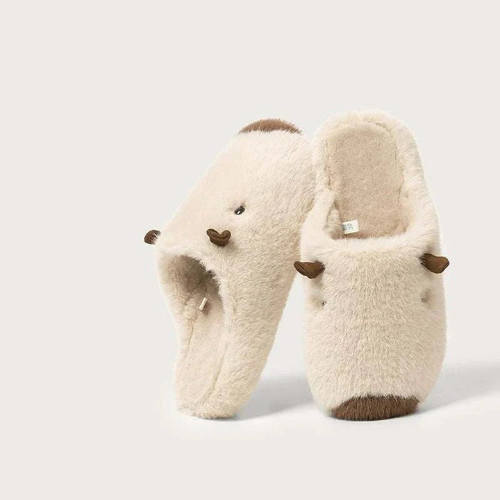 نعل قطن مخملي ناعم بتصميم ظريف لحذاء منزلي دافئ مقاوم للانزلاق