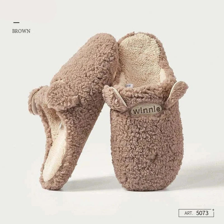 شبشب قطني بني دافئ بتصميم ظريف وأذن صغيرة من dalaxiong للراحة اليومية في المنزل