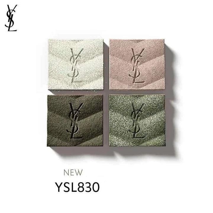 YSL Couture Color Eyeshadow limited edition palette featuring four shimmery shades in earthy green and neutral tones with YSL embossed logo