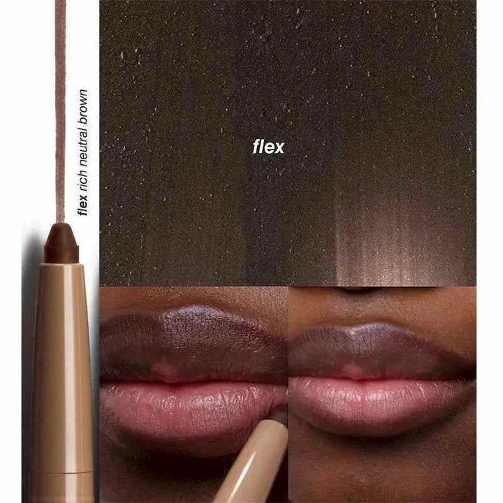 Rhode Lip Liner in Flex rich neutral brown shade showing creamy texture and smooth application on lips for long-lasting definition