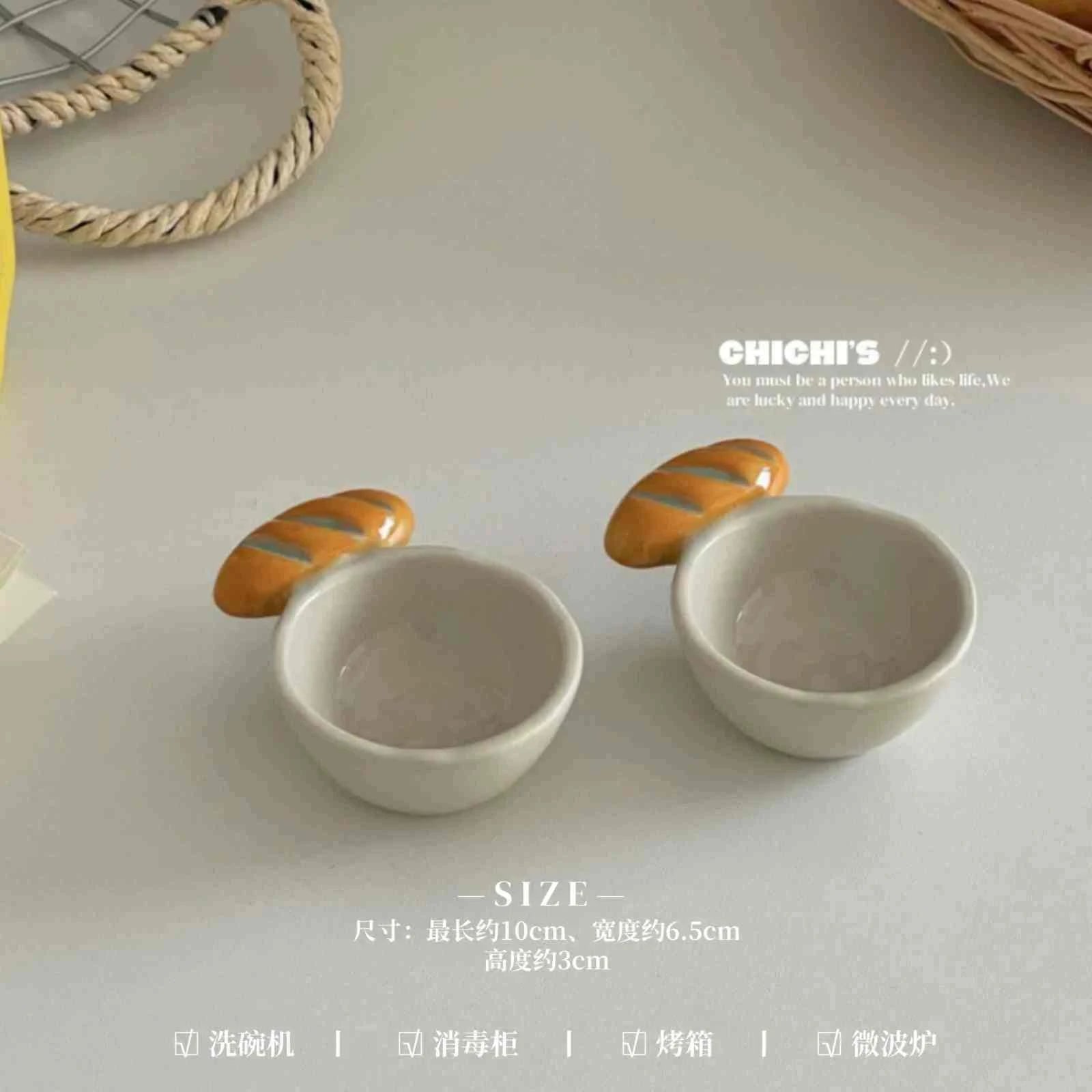 صحن تقديم سيراميك بتصميم Cute Bread و Pretzel مميز.
