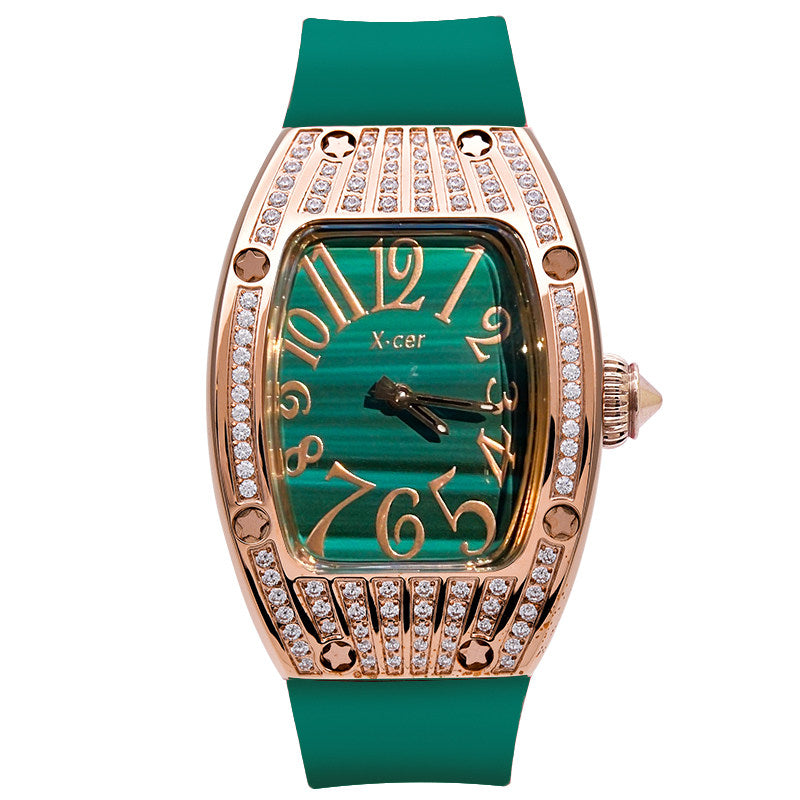 Light luxury niche diamond-encrusted women's watch, tonneau-shaped large dial, gypsophila high-end luxury women's watch brand genuine.