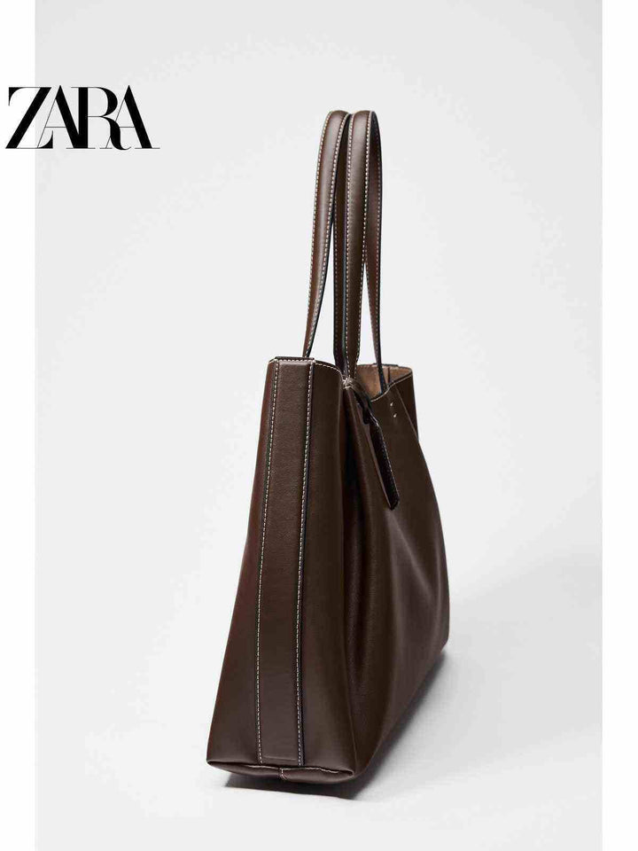 ZARA2025 Autumn New Women's Bag Chocolate Color Large Capacity Shoulder Tote Bag 6012511 721