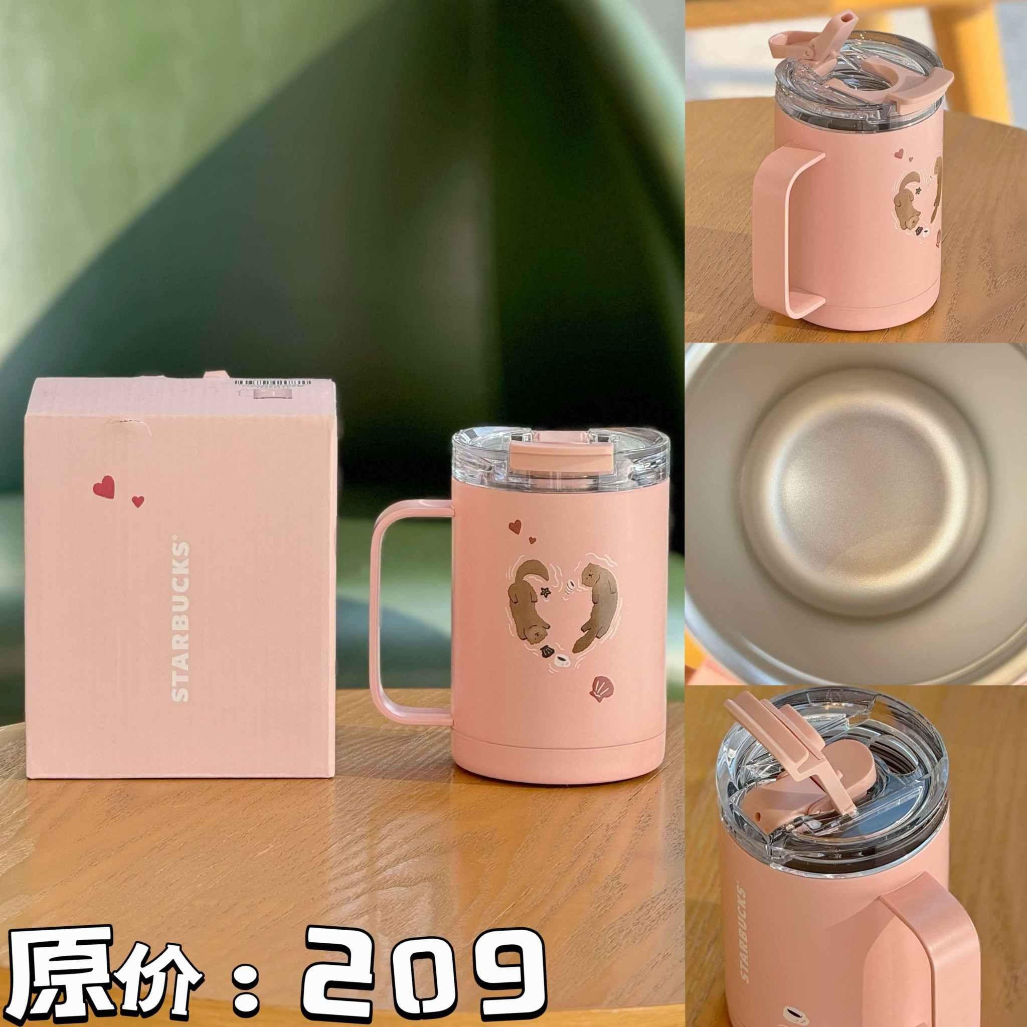 Starbucks Cup 2025 Garden Dance Fresh Handle Portable Office Home Stainless Steel Double Spout Tabletop Cup.
